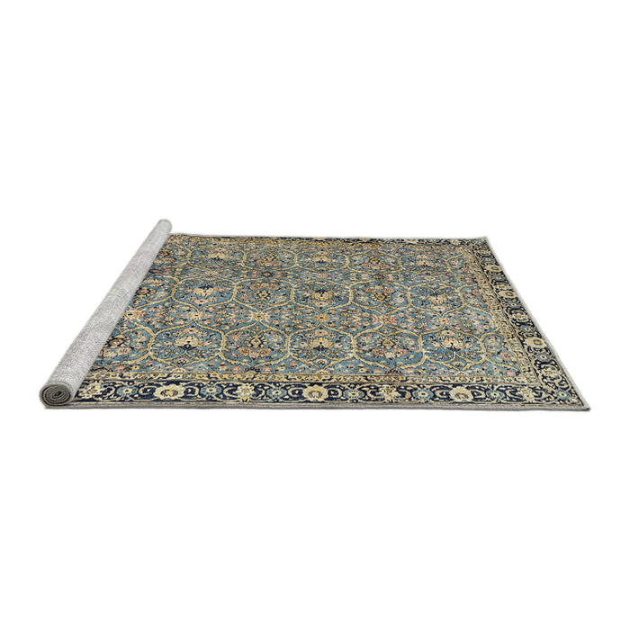 Sideview of Machine Washable Traditional Sage Green Rug, wshtr2598