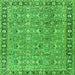 Round Machine Washable Persian Green Traditional Area Rugs, wshtr2598grn