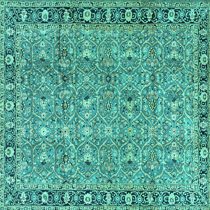 Square Machine Washable Persian Turquoise Traditional Area Rugs, wshtr2598turq