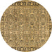 Round Persian Brown Traditional Rug, tr2598brn