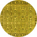 Round Machine Washable Persian Yellow Traditional Rug, wshtr2598yw