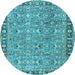 Round Machine Washable Persian Light Blue Traditional Rug, wshtr2598lblu