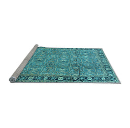 Sideview of Machine Washable Persian Light Blue Traditional Rug, wshtr2598lblu