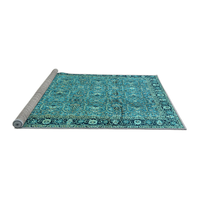 Sideview of Machine Washable Persian Light Blue Traditional Rug, wshtr2598lblu