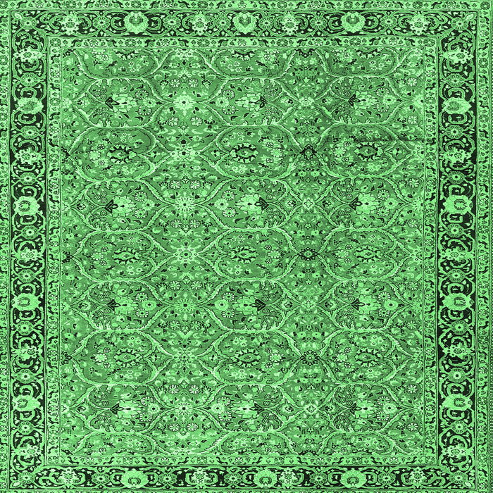 Square Machine Washable Persian Emerald Green Traditional Area Rugs, wshtr2598emgrn