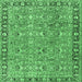 Square Machine Washable Persian Emerald Green Traditional Area Rugs, wshtr2598emgrn
