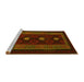 Sideview of Machine Washable Southwestern Yellow Country Rug, wshtr2599yw