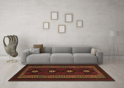 Machine Washable Southwestern Brown Country Rug in a Living Room,, wshtr2599brn