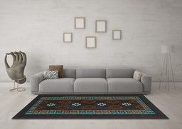 Machine Washable Southwestern Light Blue Country Rug in a Living Room, wshtr2599lblu