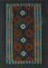 Machine Washable Southwestern Light Blue Country Rug, wshtr2599lblu