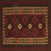 Square Machine Washable Southwestern Brown Country Rug, wshtr2599brn