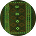 Machine Washable Southwestern Green Country Area Rugs, wshtr2599grn