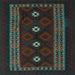 Square Machine Washable Southwestern Light Blue Country Rug, wshtr2599lblu