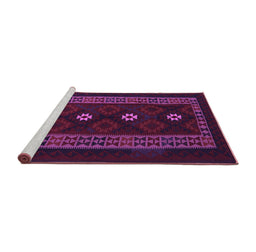 Sideview of Machine Washable Southwestern Purple Country Area Rugs, wshtr2599pur