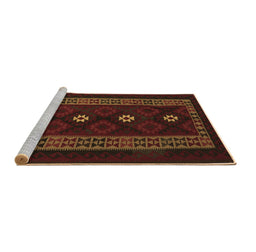 Sideview of Machine Washable Southwestern Brown Country Rug, wshtr2599brn