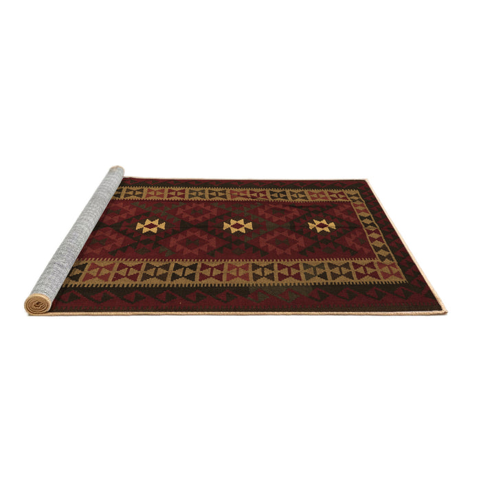 Sideview of Machine Washable Southwestern Brown Country Rug, wshtr2599brn