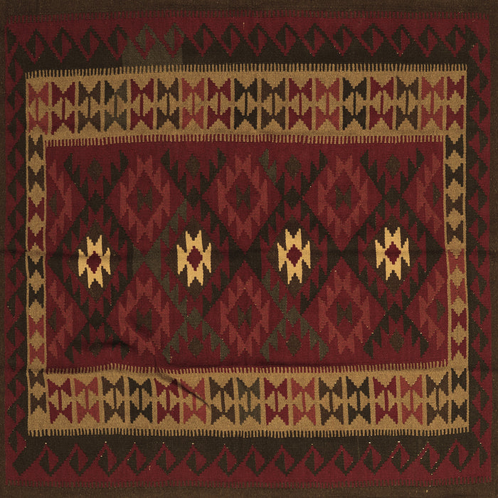 Square Southwestern Brown Country Rug, tr2599brn