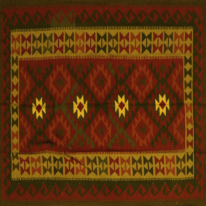 Square Southwestern Yellow Country Rug, tr2599yw