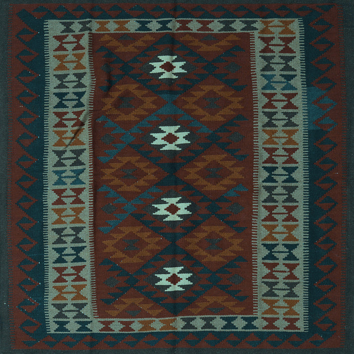 Square Southwestern Light Blue Country Rug, tr2599lblu