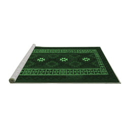 Sideview of Machine Washable Southwestern Emerald Green Country Area Rugs, wshtr2599emgrn