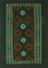 Machine Washable Southwestern Turquoise Country Area Rugs, wshtr2599turq