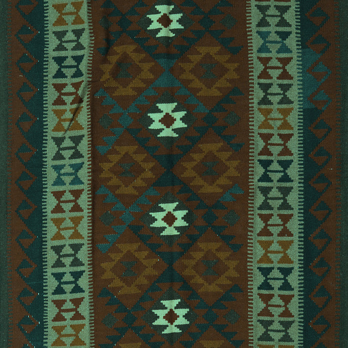 Machine Washable Southwestern Turquoise Country Area Rugs, wshtr2599turq