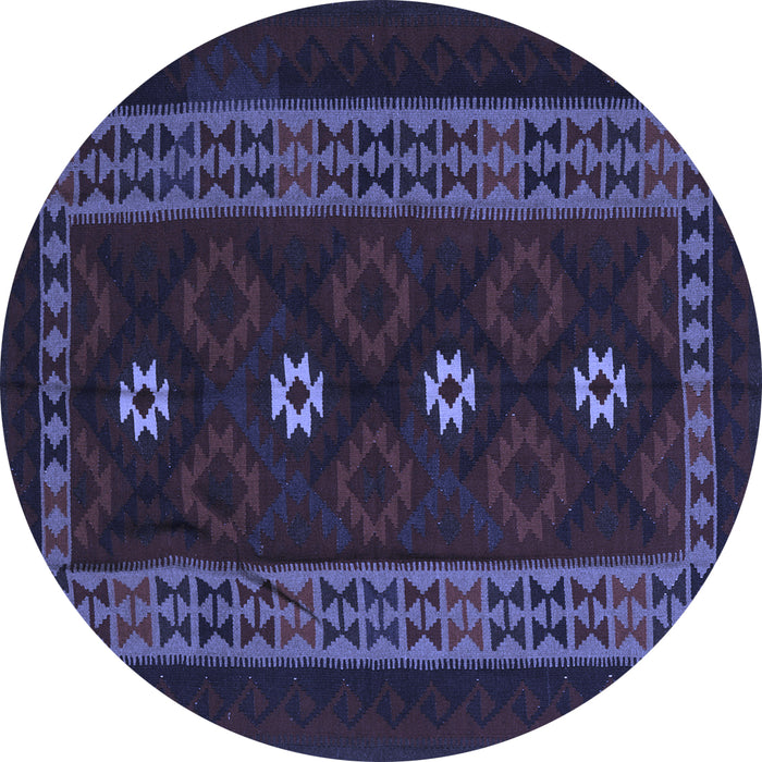 Round Southwestern Blue Country Rug, tr2599blu