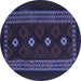 Round Southwestern Blue Country Rug, tr2599blu