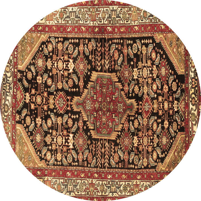 Round Persian Brown Traditional Rug, tr259brn
