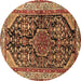 Round Persian Brown Traditional Rug, tr259brn