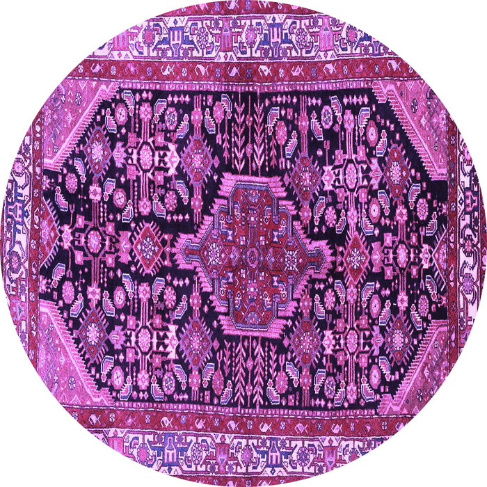 Round Machine Washable Persian Purple Traditional Area Rugs, wshtr259pur