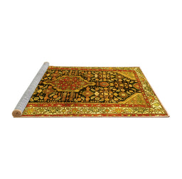 Sideview of Machine Washable Persian Yellow Traditional Rug, wshtr259yw