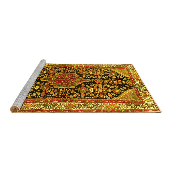 Sideview of Machine Washable Persian Yellow Traditional Rug, wshtr259yw