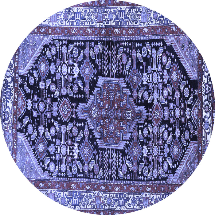 Round Machine Washable Persian Blue Traditional Rug, wshtr259blu