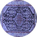 Round Machine Washable Persian Blue Traditional Rug, wshtr259blu