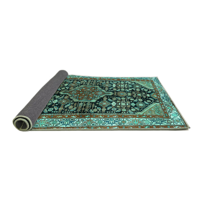 Sideview of Persian Turquoise Traditional Rug, tr259turq