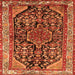 Round Machine Washable Persian Orange Traditional Area Rugs, wshtr259org