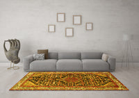 Machine Washable Persian Yellow Traditional Rug, wshtr259yw