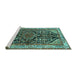 Sideview of Machine Washable Persian Turquoise Traditional Area Rugs, wshtr259turq