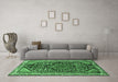 Machine Washable Persian Emerald Green Traditional Area Rugs in a Living Room,, wshtr259emgrn