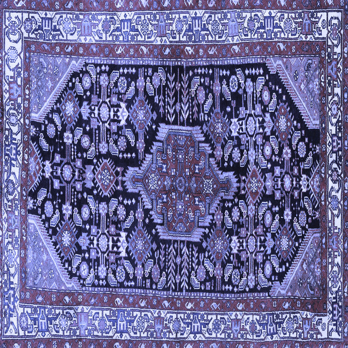Square Machine Washable Persian Blue Traditional Rug, wshtr259blu