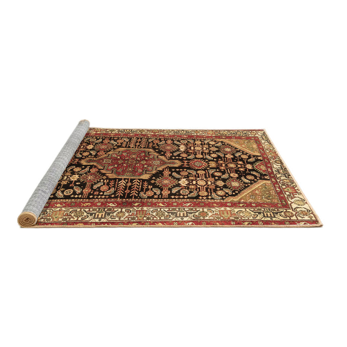 Sideview of Machine Washable Persian Brown Traditional Rug, wshtr259brn