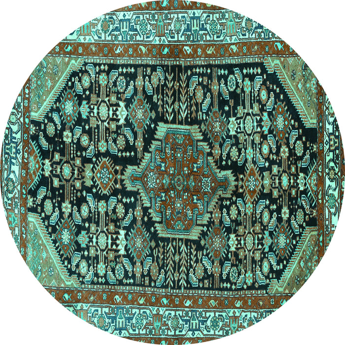 Round Persian Turquoise Traditional Rug, tr259turq