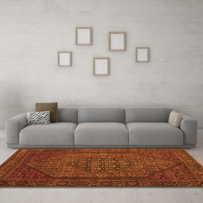 Machine Washable Persian Orange Traditional Area Rugs in a Living Room, wshtr25org