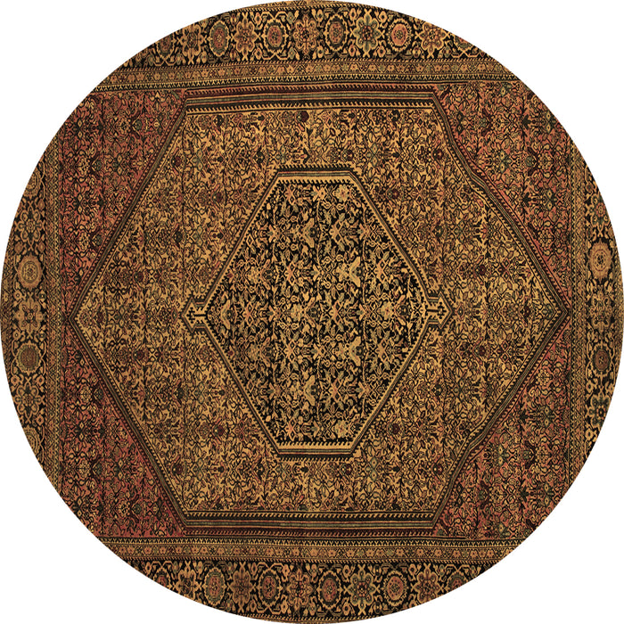 Round Machine Washable Persian Brown Traditional Rug, wshtr25brn