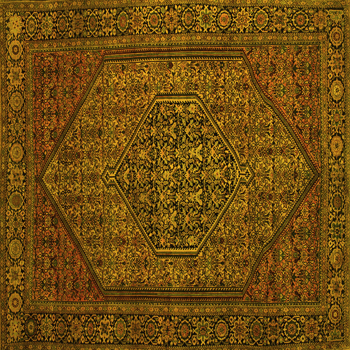 Square Machine Washable Persian Yellow Traditional Rug, wshtr25yw