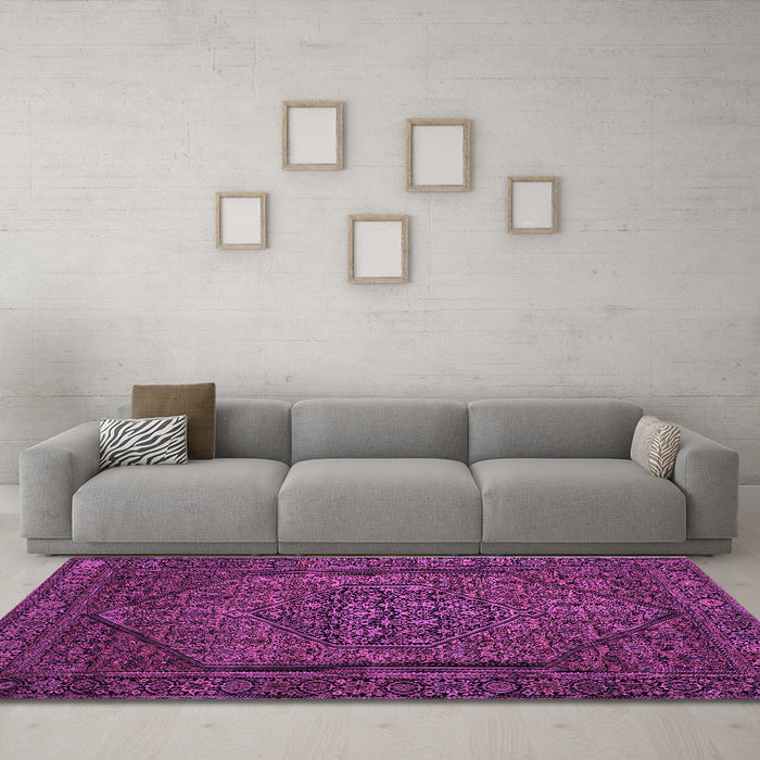 Machine Washable Persian Purple Traditional Area Rugs in a Living Room, wshtr25pur