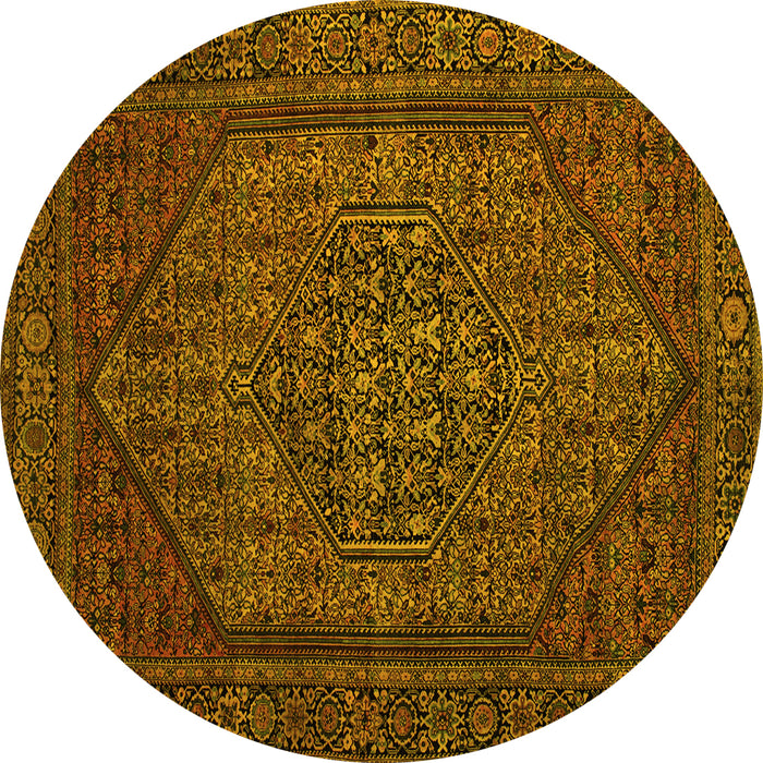 Round Persian Yellow Traditional Rug, tr25yw