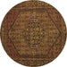 Round Persian Brown Traditional Rug, tr25brn
