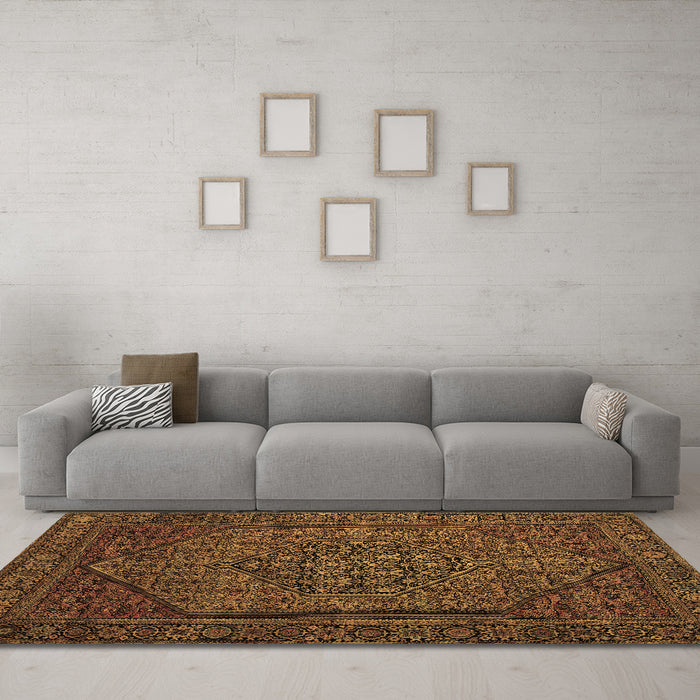 Machine Washable Persian Brown Traditional Rug in a Living Room,, wshtr25brn